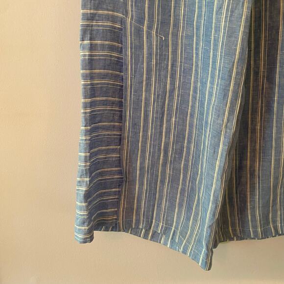 Anthropologie ett:twa Women 8 Blue White Striped 100% Linen Wide Leg Flowy Pants - Picture 5 of 12